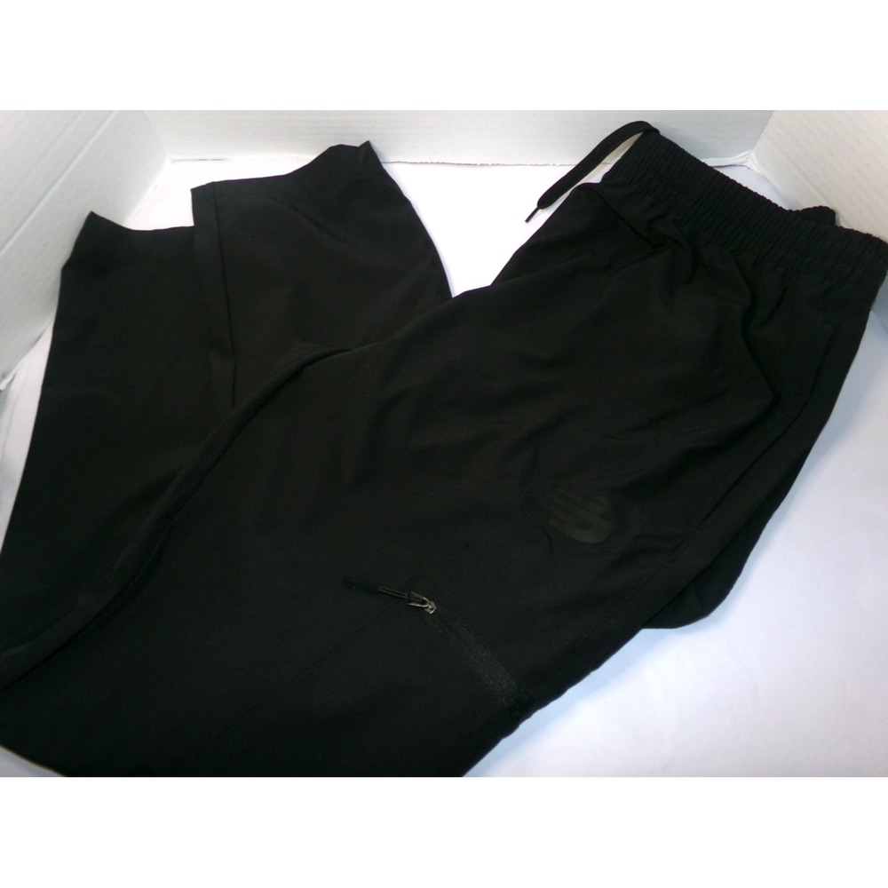 NEW BALANCE MENS ZIP ANKLE‎ JOGGER TRACK PANT~BLACK~SZ MED~NWT
